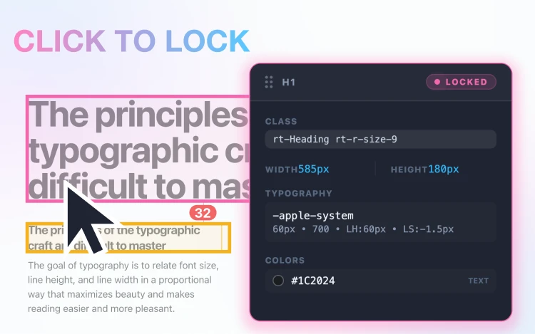 Design System Inspector - Click to Lock